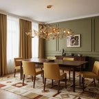 Acrylic Ginkgo Leaf Chandelier Gold Modern Dining Room Living Room — Royal Blue Green Coffee