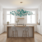 Acrylic Ginkgo Leaf Chandelier Gold Modern Dining Room Living Room — Royal Blue Green Coffee