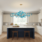 Acrylic Ginkgo Leaf Chandelier Gold Modern Dining Room Living Room — Royal Blue Green Coffee