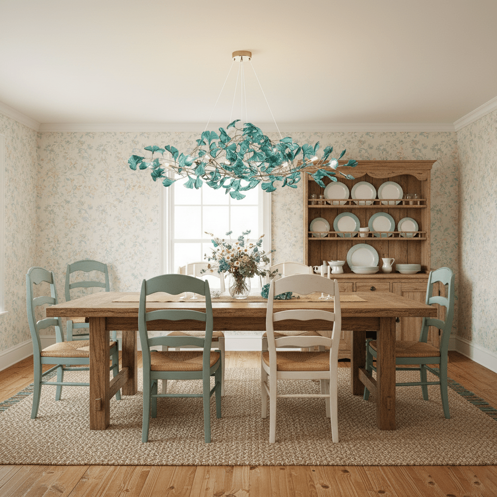 Acrylic Ginkgo Leaf Chandelier Gold Modern Dining Room Living Room — Royal Blue Green Coffee