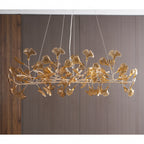 Acrylic Ginkgo Leaf Chandelier Gold Modern Dining Room Living Room — Royal Blue Green Coffee