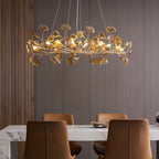 Acrylic Ginkgo Leaf Chandelier Gold Modern Dining Room Living Room — Royal Blue Green Coffee