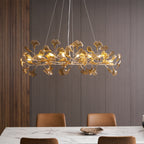Acrylic Ginkgo Leaf Chandelier Gold Modern Dining Room Living Room — Royal Blue Green Coffee