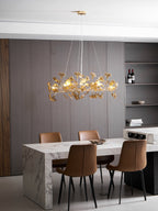 Acrylic Ginkgo Leaf Chandelier Gold Modern Dining Room Living Room — Royal Blue Green Coffee