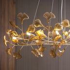 Acrylic Ginkgo Leaf Chandelier Gold Modern Dining Room Living Room — Royal Blue Green Coffee