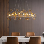 Acrylic Ginkgo Leaf Chandelier Gold Modern Dining Room Living Room — Royal Blue Green Coffee