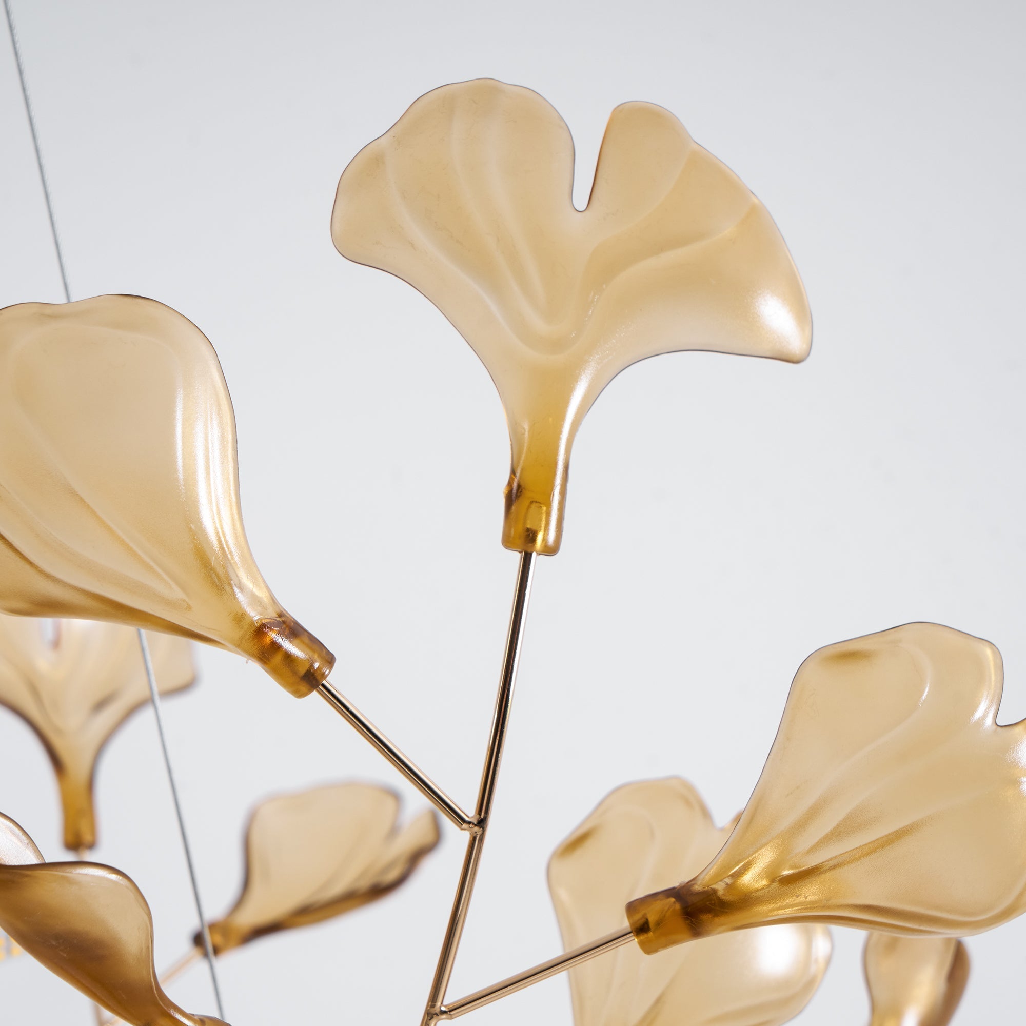 Acrylic Ginkgo Leaf Chandelier Gold Modern Dining Room Living Room — Royal Blue Green Coffee