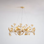 Acrylic Ginkgo Leaf Chandelier Gold Modern Dining Room Living Room — Royal Blue Green Coffee