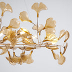 Acrylic Ginkgo Leaf Chandelier Gold Modern Dining Room Living Room — Royal Blue Green Coffee