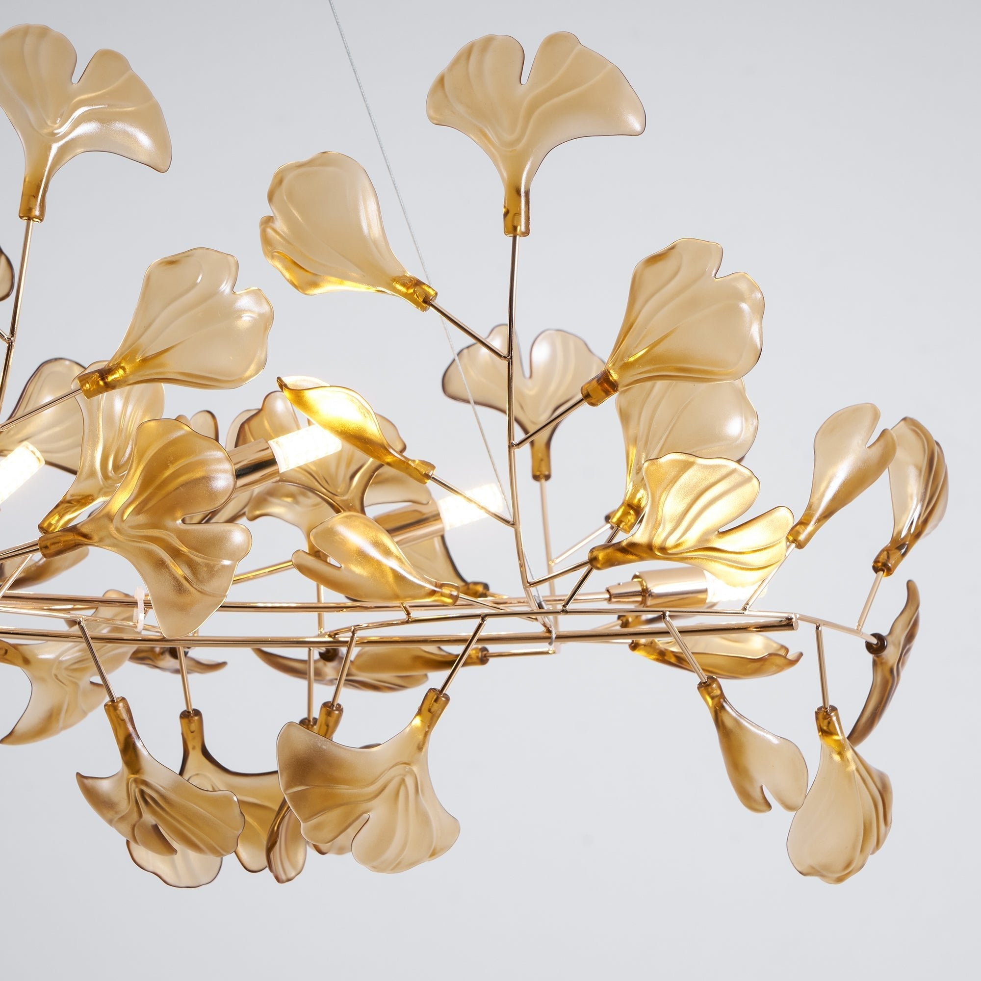 Acrylic Ginkgo Leaf Chandelier Gold Modern Dining Room Living Room — Royal Blue Green Coffee