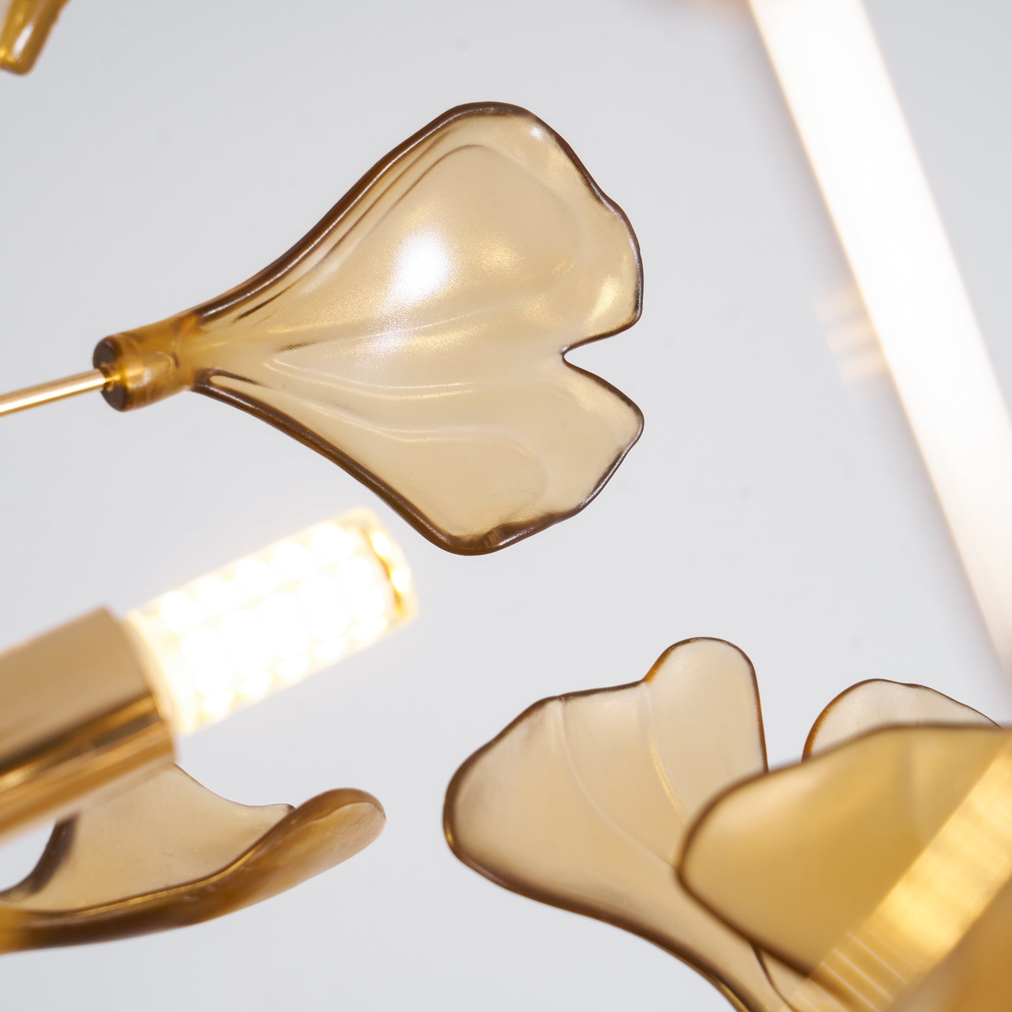 Acrylic Ginkgo Leaf Chandelier Gold Modern Dining Room Living Room — Royal Blue Green Coffee