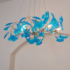 Acrylic Ginkgo Leaf Chandelier Gold Modern Dining Room Living Room — Royal Blue Green Coffee