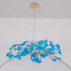 Acrylic Ginkgo Leaf Chandelier Gold Modern Dining Room Living Room — Royal Blue Green Coffee