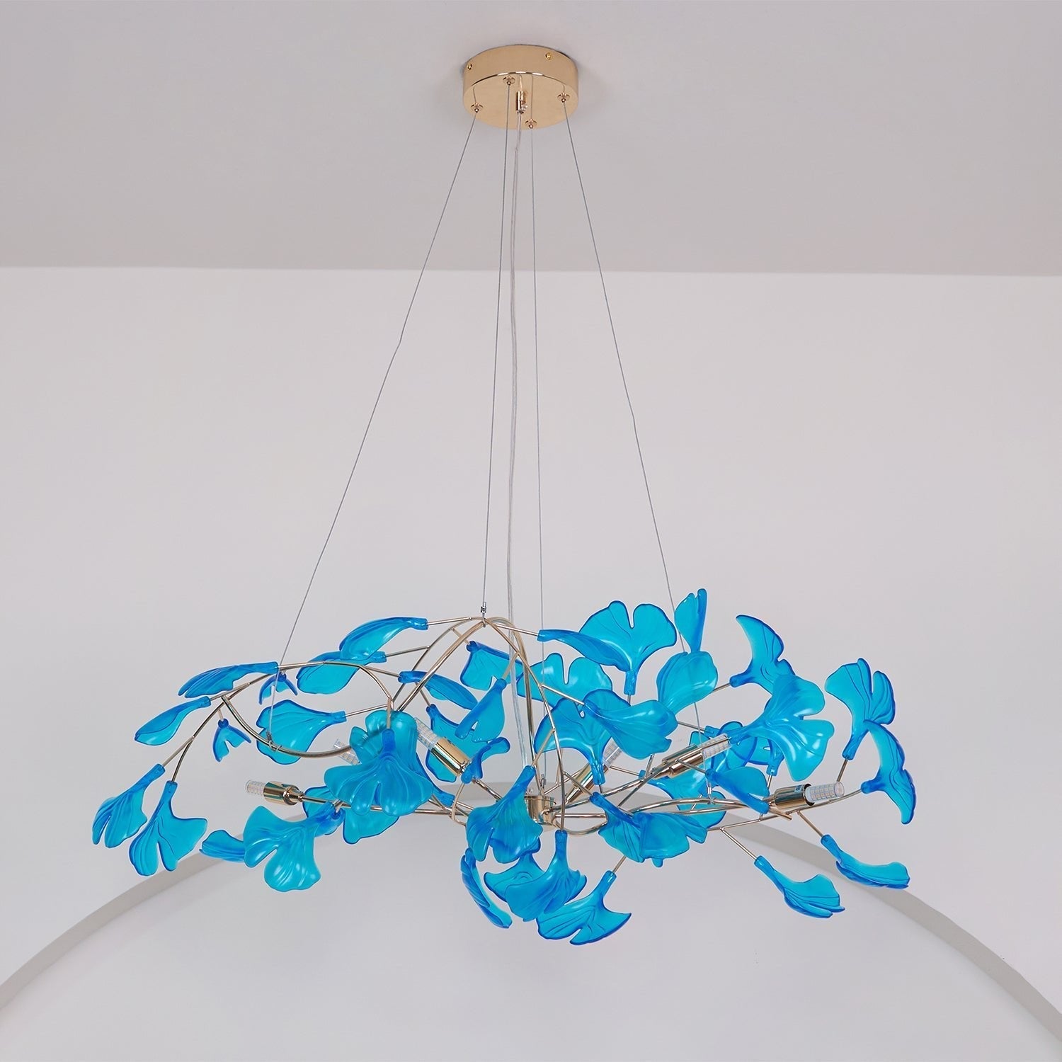 Acrylic Ginkgo Leaf Chandelier Gold Modern Dining Room Living Room — Royal Blue Green Coffee