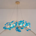 Acrylic Ginkgo Leaf Chandelier Gold Modern Dining Room Living Room — Royal Blue Green Coffee