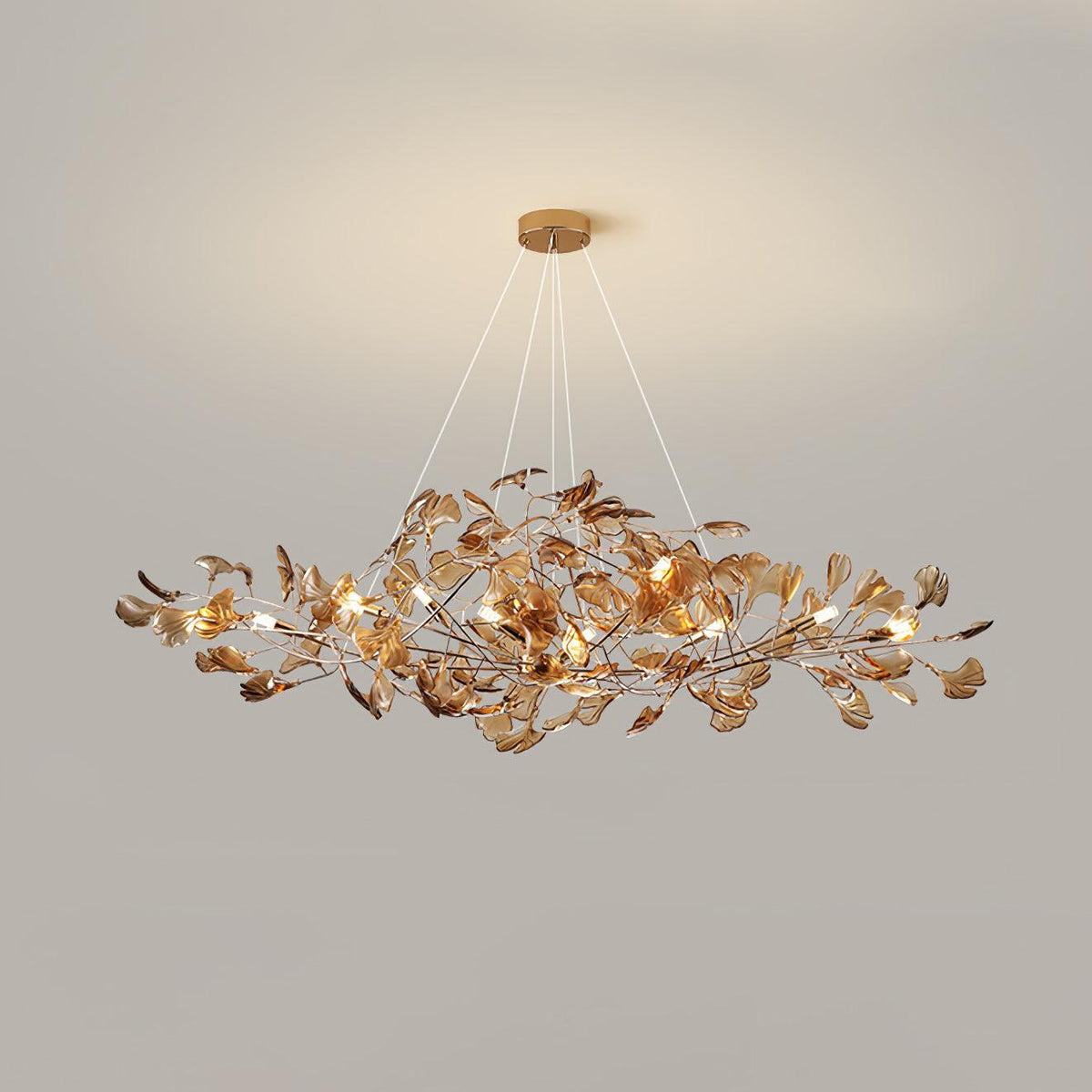 Acrylic Ginkgo Leaf Chandelier Gold Modern Dining Room Living Room — Royal Blue Green Coffee