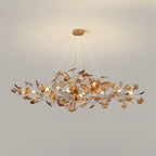 Acrylic Ginkgo Leaf Chandelier Gold Modern Dining Room Living Room — Royal Blue Green Coffee