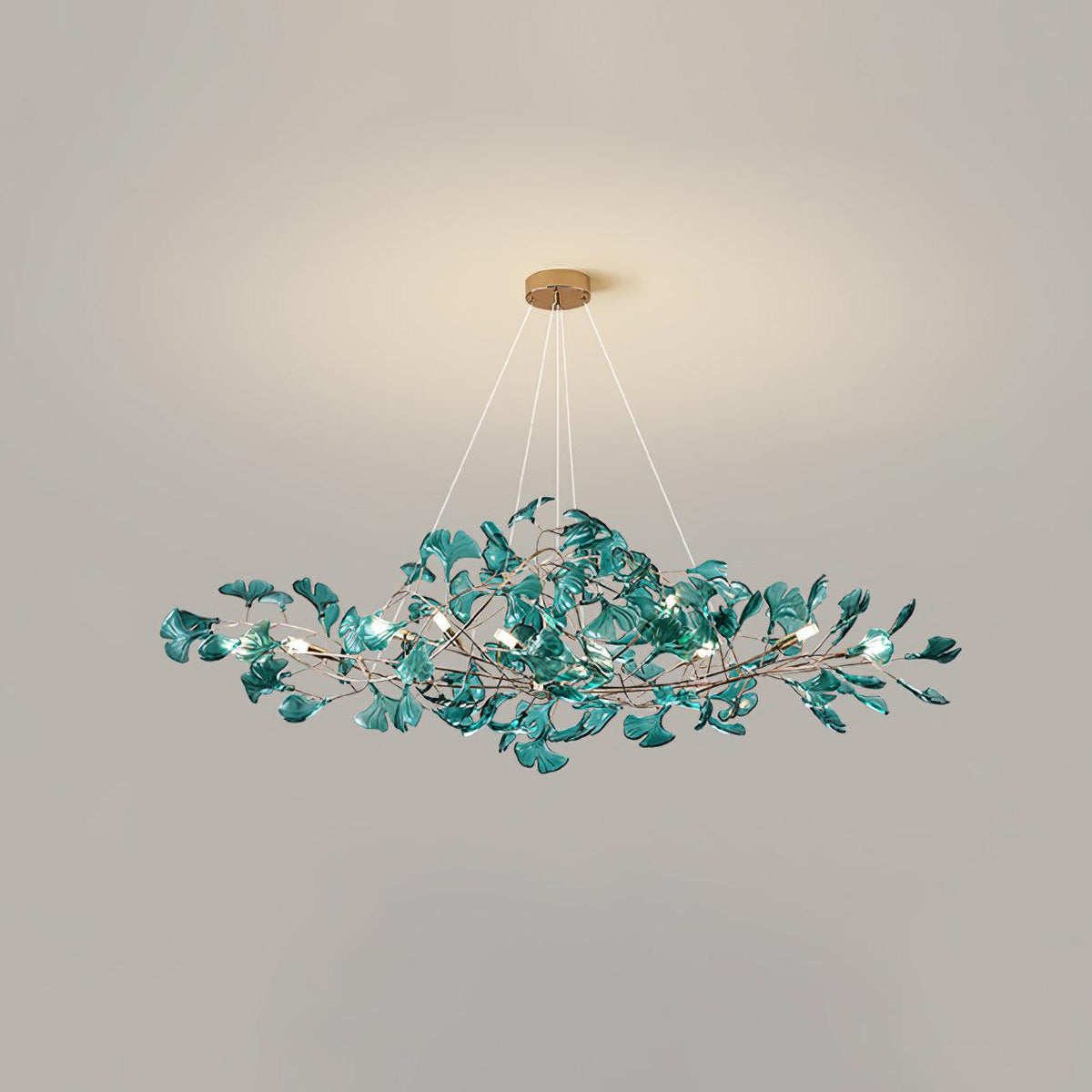 Acrylic Ginkgo Leaf Chandelier Gold Modern Dining Room Living Room — Royal Blue Green Coffee