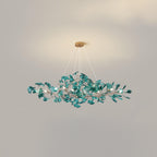 Acrylic Ginkgo Leaf Chandelier Gold Modern Dining Room Living Room — Royal Blue Green Coffee