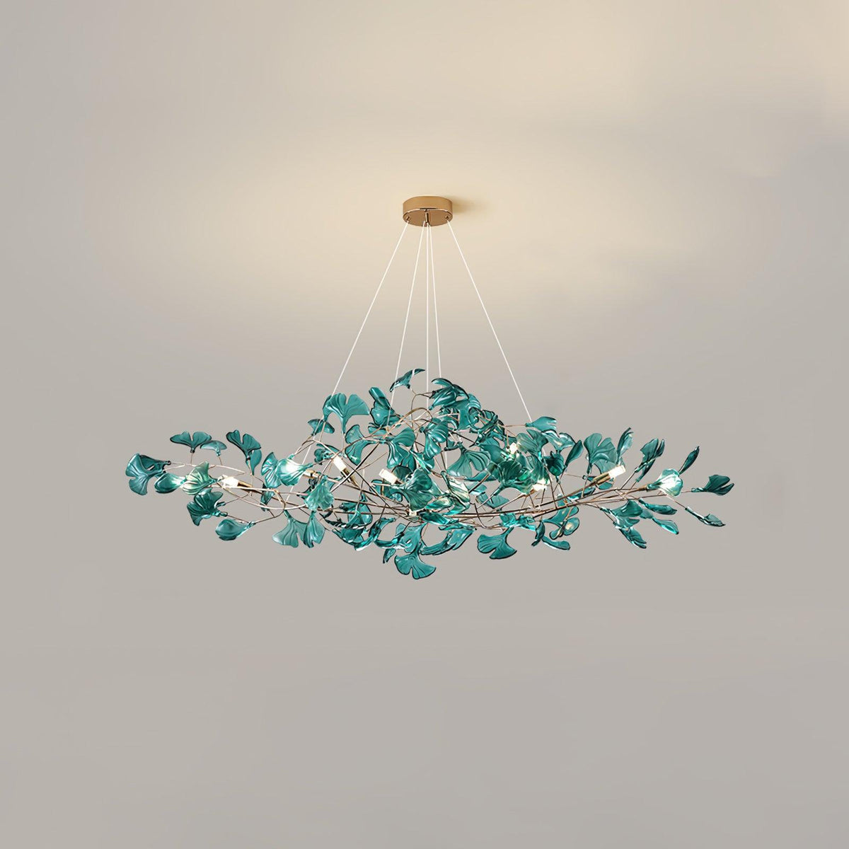 Acrylic Ginkgo Leaf Chandelier Gold Modern Dining Room Living Room — Royal Blue Green Coffee