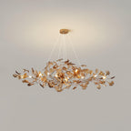 Acrylic Ginkgo Leaf Chandelier Gold Modern Dining Room Living Room — Royal Blue Green Coffee