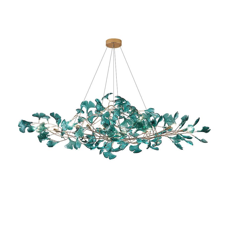 Acrylic Ginkgo Leaf Chandelier Gold Modern Dining Room Living Room — Royal Blue Green Coffee