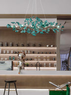 Acrylic Ginkgo Leaf Chandelier Gold Modern Dining Room Living Room — Royal Blue Green Coffee