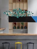 Acrylic Ginkgo Leaf Chandelier Gold Modern Dining Room Living Room — Royal Blue Green Coffee
