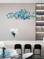 Acrylic Ginkgo Leaf Chandelier Gold Modern Dining Room Living Room — Royal Blue Green Coffee