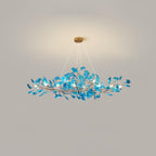 Acrylic Ginkgo Leaf Chandelier Gold Modern Dining Room Living Room — Royal Blue Green Coffee
