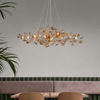 Acrylic Ginkgo Leaf Chandelier Gold Modern Dining Room Living Room — Royal Blue Green Coffee