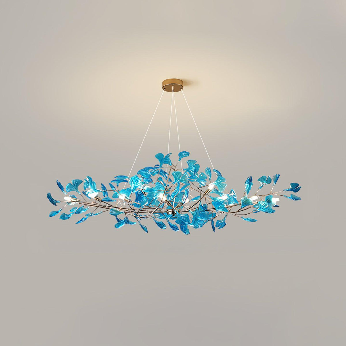 Acrylic Ginkgo Leaf Chandelier Gold Modern Dining Room Living Room — Royal Blue Green Coffee