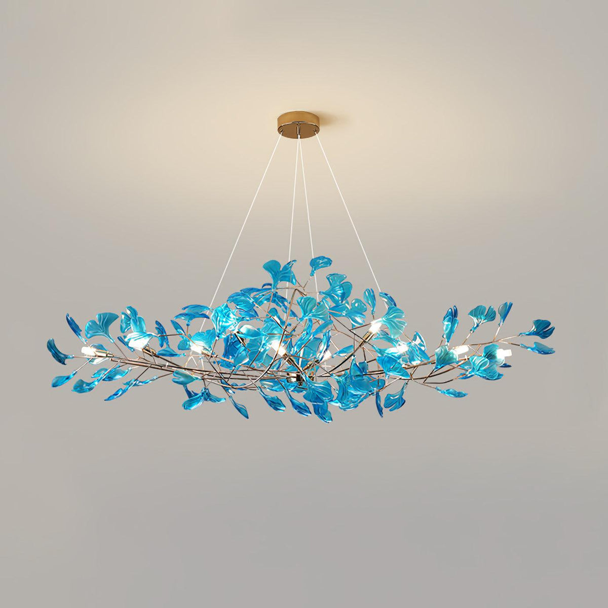 Acrylic Ginkgo Leaf Chandelier Gold Modern Dining Room Living Room — Royal Blue Green Coffee
