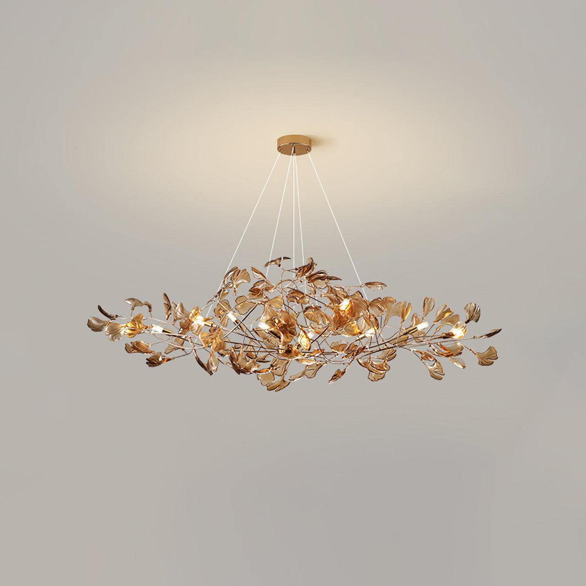 Acrylic Ginkgo Leaf Chandelier Gold Modern Dining Room Living Room — Royal Blue Green Coffee