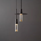 Acrylic Hat Plate Pendant Light Dimmable Bedroom Dining Room Hallway — Black Warm Light