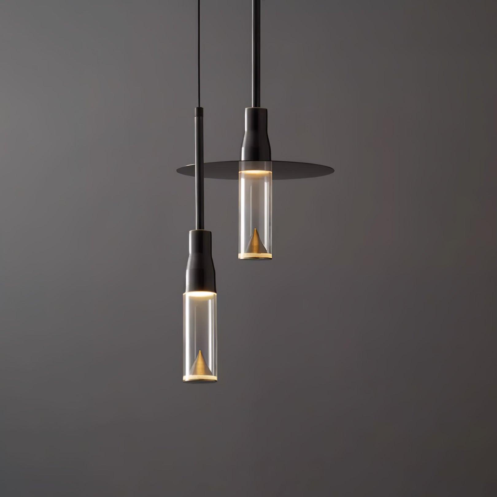 Acrylic Hat Plate Pendant Light Dimmable Bedroom Dining Room Hallway — Black Warm Light