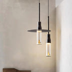Acrylic Hat Plate Pendant Light Dimmable Bedroom Dining Room Hallway — Black Warm Light