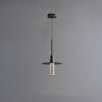 Acrylic Hat Plate Pendant Light Dimmable Bedroom Dining Room Hallway — Black Warm Light