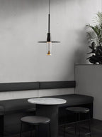 Acrylic Hat Plate Pendant Light Dimmable Bedroom Dining Room Hallway — Black Warm Light