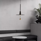 Acrylic Hat Plate Pendant Light Dimmable Bedroom Dining Room Hallway — Black Warm Light