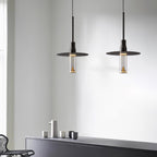 Acrylic Hat Plate Pendant Light Dimmable Bedroom Dining Room Hallway — Black Warm Light