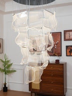 Acrylic LED Chandelier Dimmable Height Adjustable Dining Room Living Room — Gold Silver 3 to 12 Heads