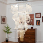 Acrylic LED Chandelier Dimmable Height Adjustable Dining Room Living Room — Gold Silver 3 to 12 Heads