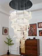 Acrylic LED Chandelier Dimmable Height Adjustable Dining Room Living Room — Gold Silver 3 to 12 Heads