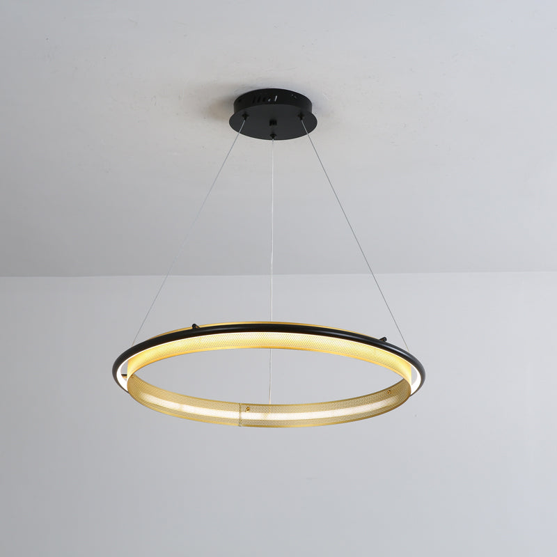 Acrylic LED Round Chandelier Ultra-Slim Dimmable Dining Room Bedroom — Black Gold 15 to 39 Inch
