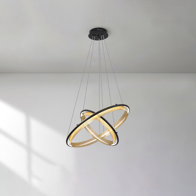 Acrylic LED Round Chandelier Ultra-Slim Dimmable Dining Room Bedroom — Black Gold 15 to 39 Inch