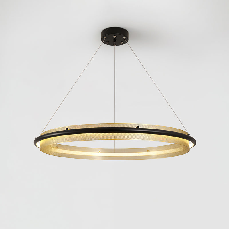 Acrylic LED Round Chandelier Ultra-Slim Dimmable Dining Room Bedroom — Black Gold 15 to 39 Inch