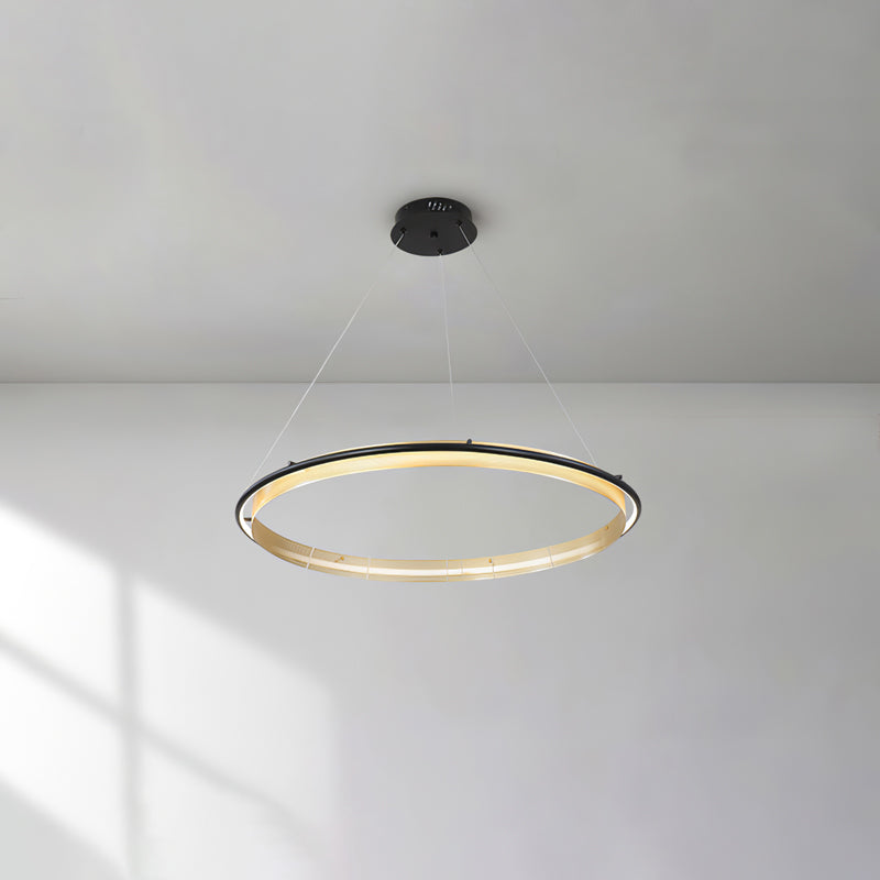 Acrylic LED Round Chandelier Ultra-Slim Dimmable Dining Room Bedroom — Black Gold 15 to 39 Inch