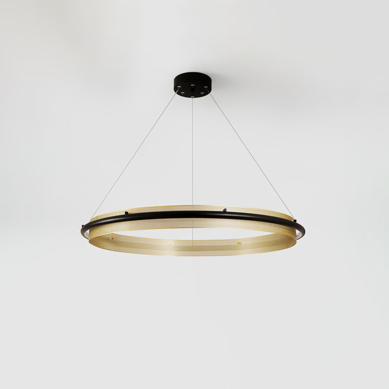 Acrylic LED Round Chandelier Ultra-Slim Dimmable Dining Room Bedroom — Black Gold 15 to 39 Inch