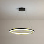 Acrylic LED Round Chandelier Ultra-Slim Dimmable Dining Room Bedroom — Black Gold 15 to 39 Inch
